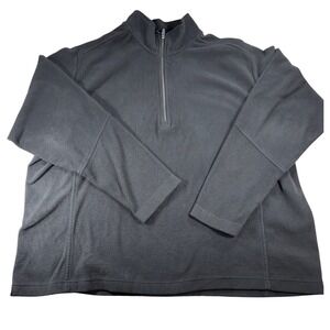 Lands End Mens XXL Black Fleece 1/4 Zip Pullover Long‎ Sleeve Sweatshirt Top
